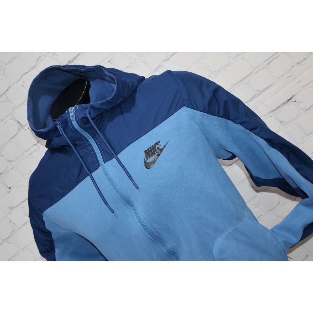 Nike Full Zip Hoodie Jacket Mens XL Blue Colorblock Tech Fleece Mixed Media